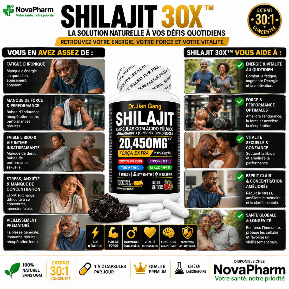 𝐒𝐇𝐈𝐋𝐀𝐉𝐈𝐓 𝟑𝟎𝐗™ — Le concentré de Pure Shilajit pour retrouver énergie, force et vitalité